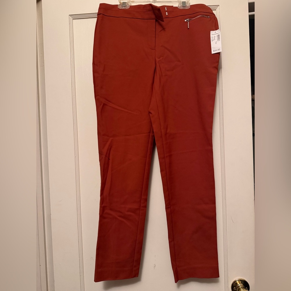 Jones Studio Rust Red Slim Straight Pants